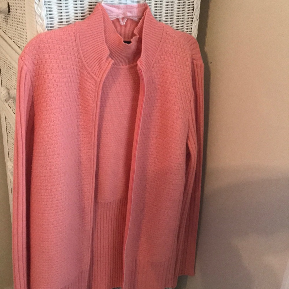 100% Cashmere sweater set in a beautiful coral